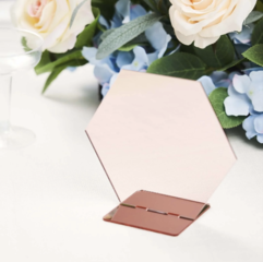 Acrylic Hexagon Wedding Table Sign Holders Solid Rose Gold