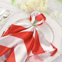 Striped Satin Cloth Dinner Napkins Red