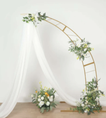 Gold Metal Half Crescent Moon Wedding Arch Flower Stand 6.5ft