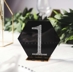 Acrylic Hexagon Wedding Table Sign Holders Black