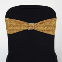 Metallic Shimmer Tinsel Spandex Chair Sash Gold