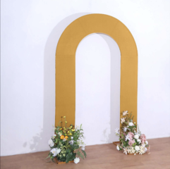 Spandex Fitted Open Arch Backdrop Cover Gold