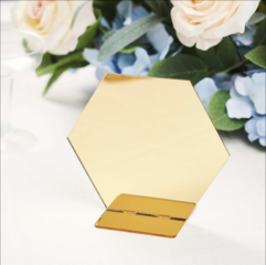 Acrylic Hexagon Wedding Table Sign Holders Solid Gold