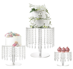 3pcs Clear Actylic Crystal Cake Stand Set