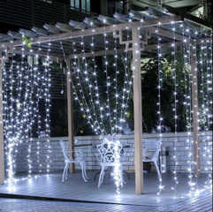 Cool White 300 LED Icicle Curtain Fairy String Lights (Cool White)