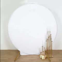 7.5ft Round Spandex Fit Wedding Backdrop Stand Cover (White)