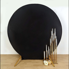 7.5ft Round Spandex Fit Wedding Backdrop Stand Cover (Black)