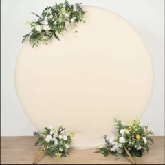 7.5ft Round Spandex Fit Wedding Backdrop Stand Cover (Beige)