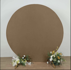 7.5ft Round Spandex Fit Wedding Backdrop Stand Cover (Taupe)