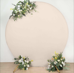 7.5ft Round Spandex Fit Wedding Backdrop Stand Cover (Matte Blush)