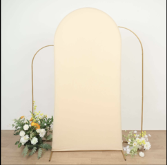 Spandex Fitted Wedding Arch Cover Chiara Backdrop 3 Set (Beige)