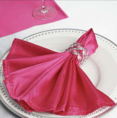 Satin Dinner Napkins Hot Pink