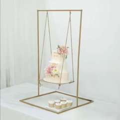 Gold Metal Hanging Dessert Display Centerpiece with Jute Rope 