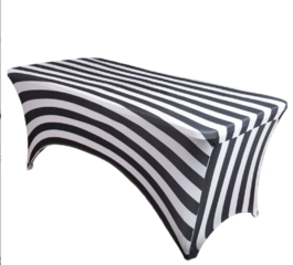 Rectangular Stretch Spandex Tablecloth Black White Stripe