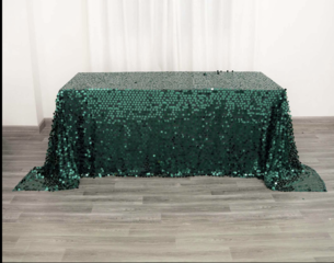 Payette Sequin Rectangle Tablecloth Hunter Emerald Green