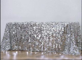 Payette Sequin Rectangle Tablecloth Silver