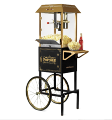 Nostalgia 10oz Popcorn Machine Cart Black