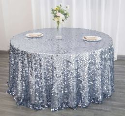 Payette Sequin Round Tablecloth Dusty Blue