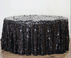 Payette Sequin Round Tablecloth Black