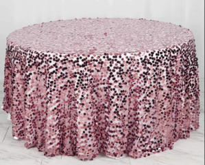 Payette Sequin Round Tablecloth Pink