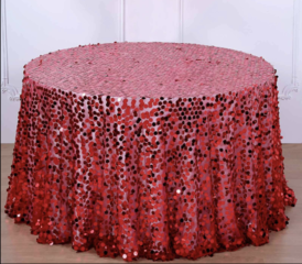 Payette Sequin Round Tablecloth Red