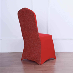 Metallic Shimmer Tinsel Spandex Banquet Chair Cover Red