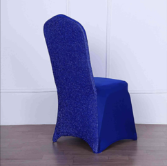 Metallic Shimmer Tinsel Spandex Banquet Chair Cover Royal Blue