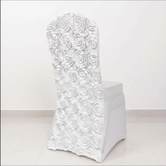 Rosette Spandex Stretch Banquet Chair Cover White