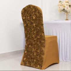 Rosette Spandex Stretch Banquet Chair Cover Gold