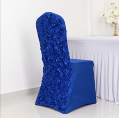 Rosette Spandex Stretch Banquet Chair Cover Royal Blue