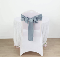 Satin Chair Sash Dusty Blue