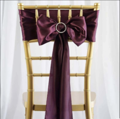 Satin Chair Sash Eggplant