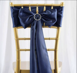 Satin Chair Sash Navy Blue