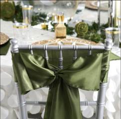 Satin Chair Sash Olive Green