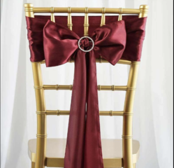 Satin Chair Sash Burgundy