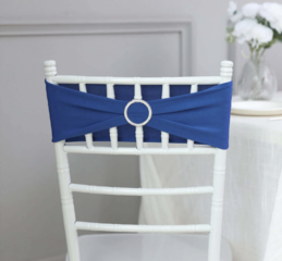 Spandex Chair Round Diamond Buckles Sash Royal Blue