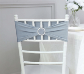 Spandex Chair Round Diamond Buckles Sash Dusty Blue