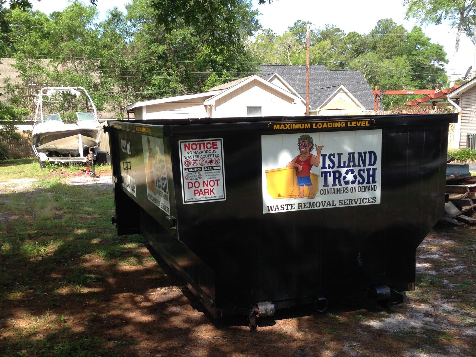 Roll-off dumpster at a commercial site Roll-off dumpster at a commercial site