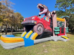 JURASSIC COMBO DOUBLE SLIDE W POOL 33x19x31