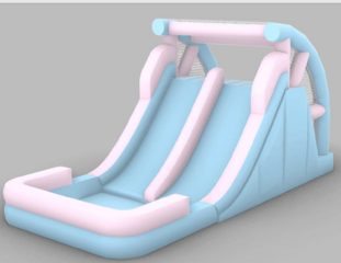 PINK AND BLUE DOUBLE SLIDE W LARGE POOL