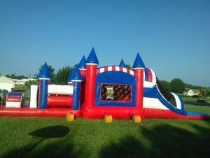 46' Large Dual Lane All American Obstacle Course Waterslide Combo (Wet w/pool)