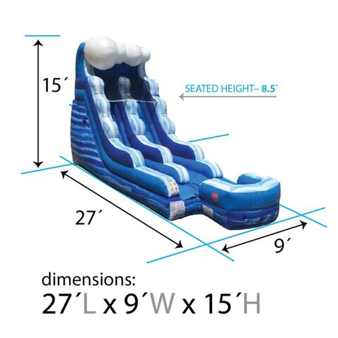 15' Blue Marble Wave Inflatable Water Slide