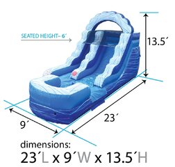12' Blue Marble Inflatable Water Slide 