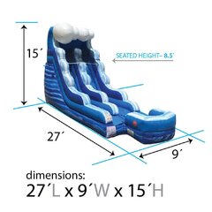 15' Blue Marble Wave Inflatable Water Slide