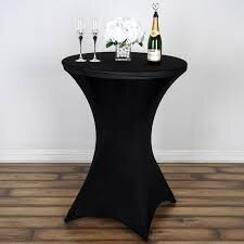 Black spandex cocktail table linens 