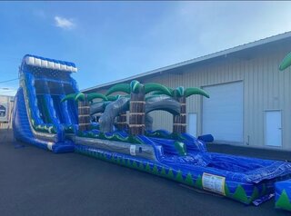 22ft dual lane Blue Crush Waterslide with Slip 'n Slide