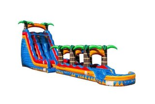 22ft dual lane Orange Crush Waterslide with Slip 'n Slide