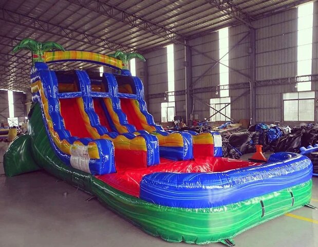 15ft dual lane Tiki Waterslide