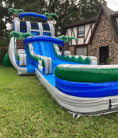 19’’Blue Lagoon Dual lane slide Inflated landing 