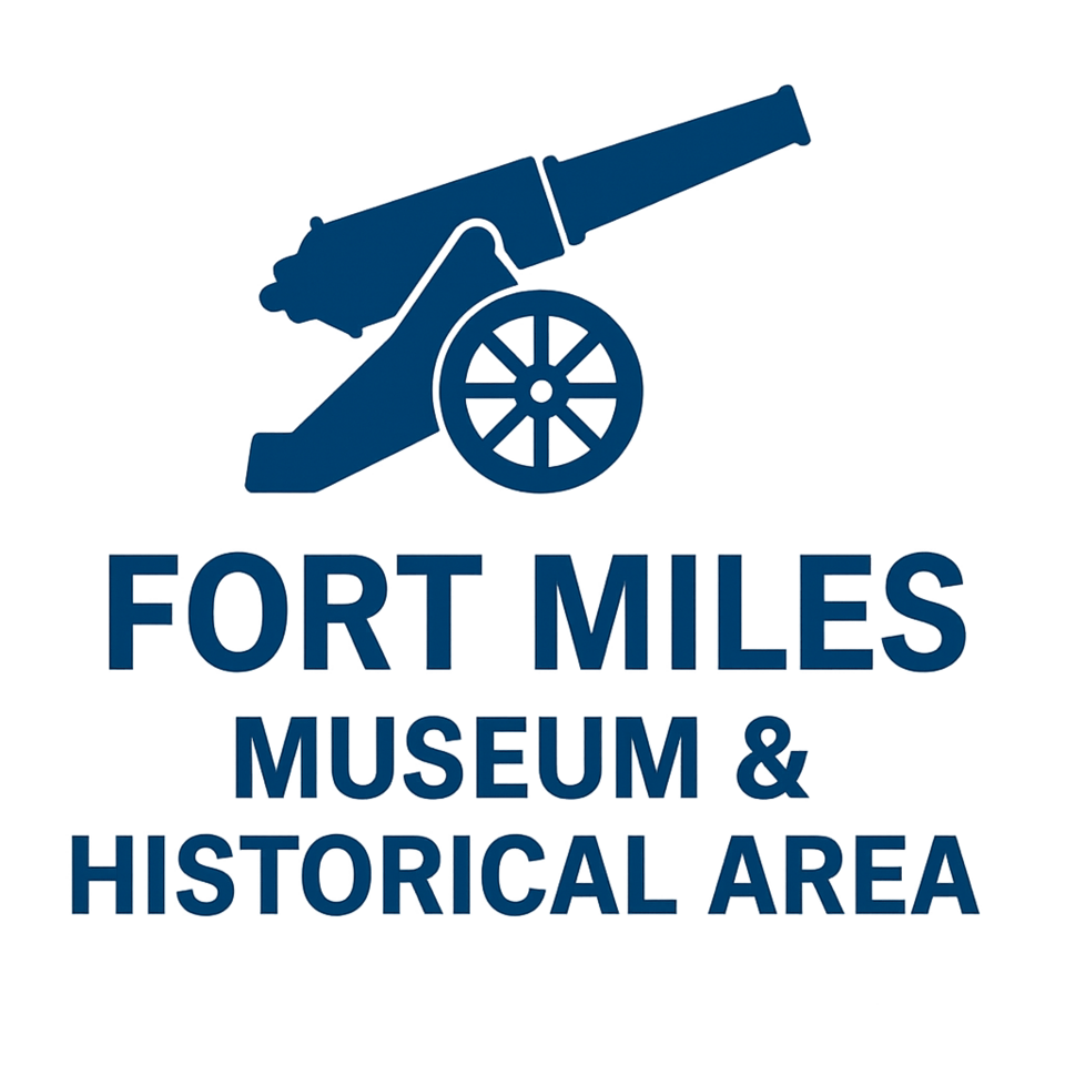 Logo for Fort Miles Museum & Historical Area featuring a historic cannon graphic.